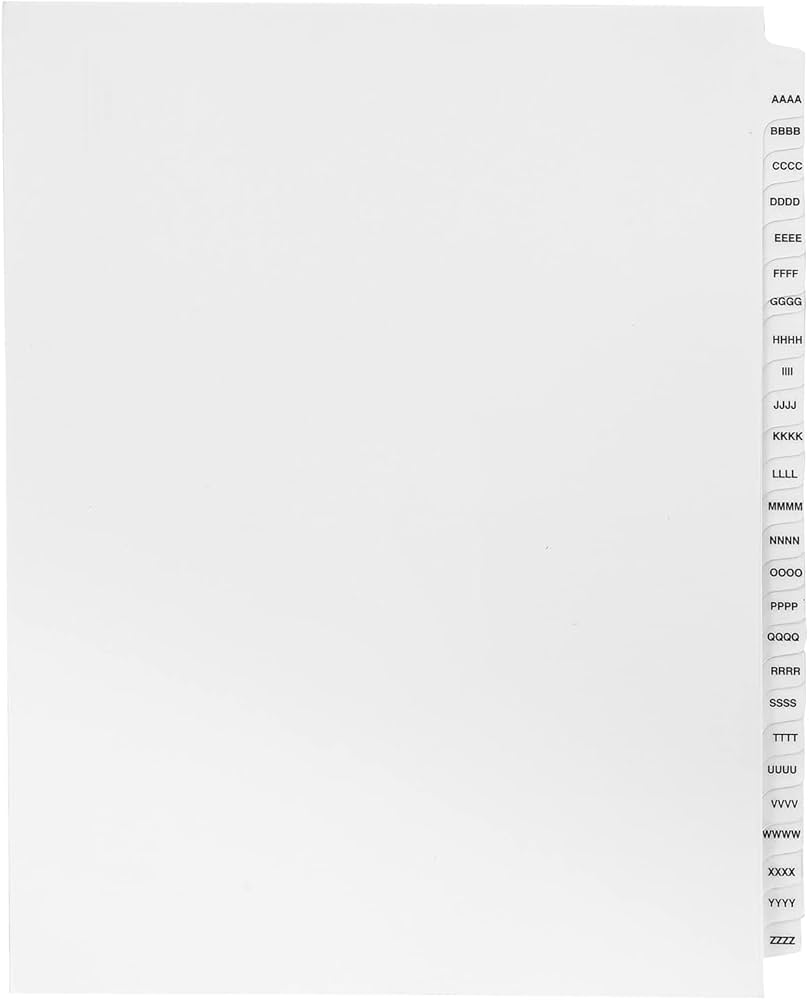 たおページ A-ZZZ Dividers (A-3Z) - ExhibitIndexes.com